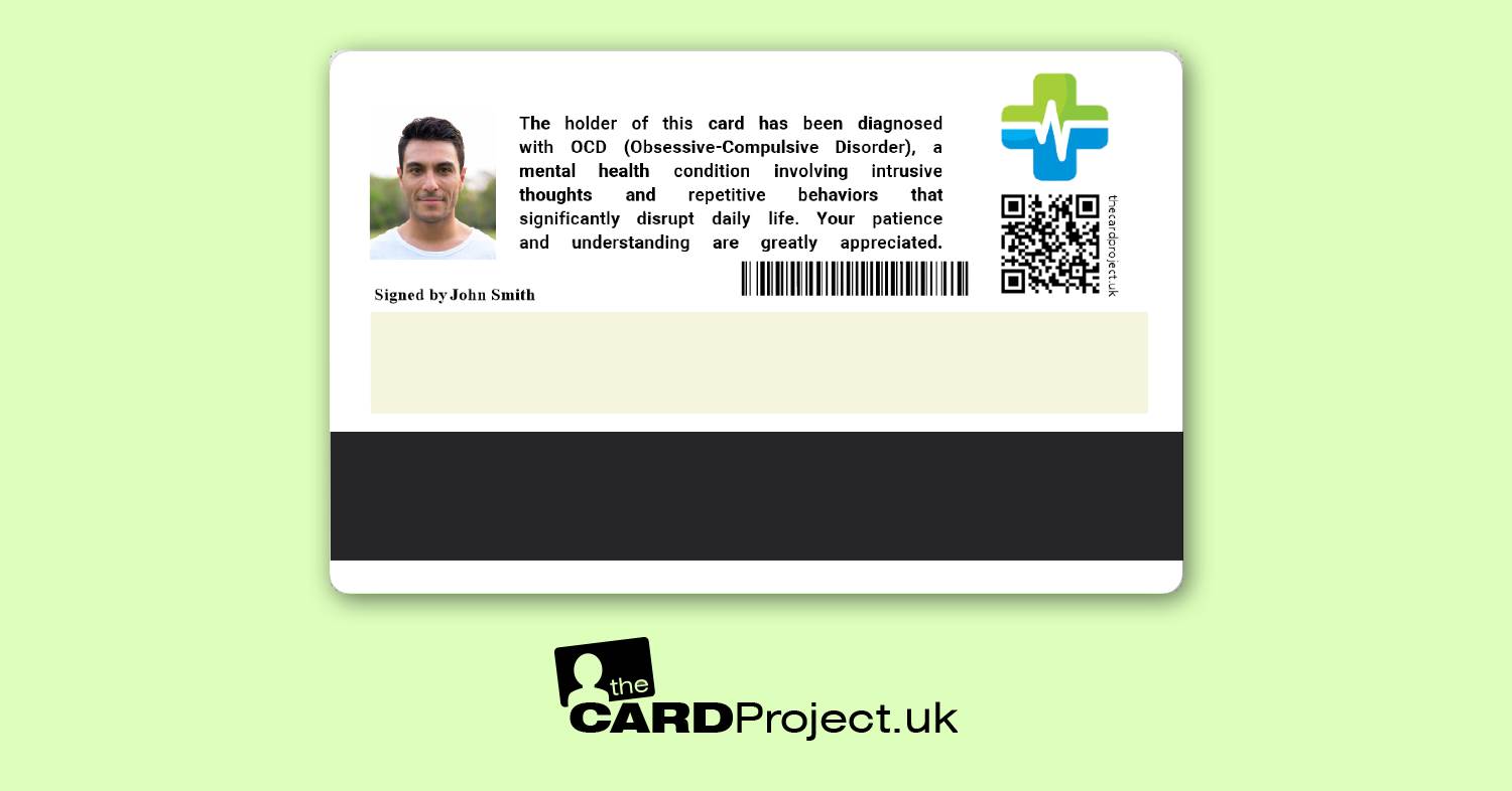 OCD (Obsessive compulsive disorder) Premium Photo Medical ID Card (REAR)